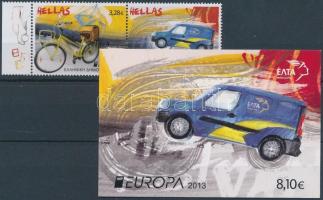 Europa CEPT Postai járművek pár + bélyegfüzet, Europa CEPT Postal Vehicles pair + stamp-booklet