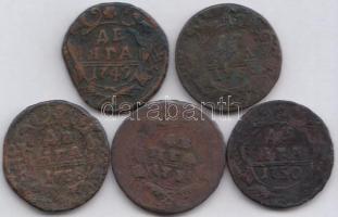 Oroszország 1731-1750. 1D (5xklf) T:3,3- Russia 1731-1750. 1 Denga (5xdiff) C:F,VG