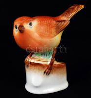 Herendi kézzel festett porcelán madárka, hibátlan, jelzett, m: 8,5 cm