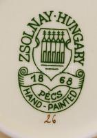 Zsolnay pillangó mintás mini kaspó és tálka, kézzel festett, hibátlan, jelzett, m: 6 cm, d: 8,5 cm