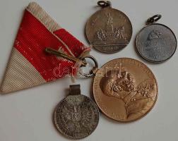 1909-1915. 3 klf kitüntetés I.V.H. T:2 + 1858A 1/4Fl Ag T:2 füllel