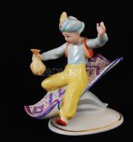 Hollóházi kézzel festett porcelán Aladdin, hibátlan, jelzett, m: 13 cm