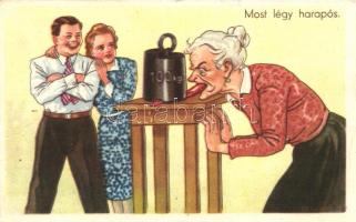 'Most légy harapós' humour; Kaszás Jámbor stílusú humoros képeslap