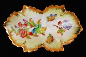 Herendi Viktória mintás kézzel festett porcelán tálka, hibátlan, jelzett, 15x8 cm