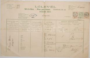 1888 Lólevél okmánybélyegekkel