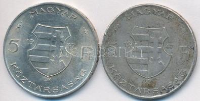 1947. 5Ft Ag "Kossuth" (2x) T:2,2- Adamo F8.1