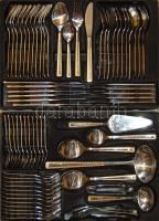 Evőeszközkészlet 12 személyes, Solingen 1970-80-as évek, 24k arannyal futtatva