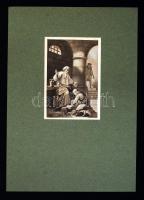 cca 1840 Serz: A templomos lovagrend utolsó nagymestere rézmetszet, paszpartuban / Last master of the Templars etching 9x13 cm