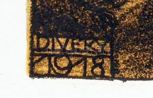 1918 Divéky József (1887-1951),Karneváli társaság. Lithográfia. Jelezve a nyomaton. Kép méret: 16x10...