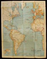 1939 Atlanti Óceán térképe, Kereskedelmi útvonalak jelölésével. / Map of Atlantic Ocean, compiled and drawn by The National Geographic Society. 79x63cm