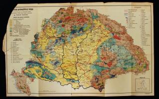 cca 1930 Magyarország gazdaságföldrajzi térképe Cholnoky és Teleki adatai alapján készítette Fodor Ferenc 60x40 cm (szakadásokkal)