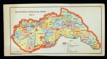 1940 Magyarország közigazgatási térképe a visszacsatolt területekkel 15x36 cm