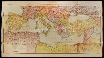 cca 1940 Kokai Lajos: A Földközi tenger térképe, jó állapotban / Map of the Mediterranian 112x65 cm