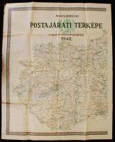 1940 Magyarország postajárati térképe: A nyugati országrész. Klösz György műintézetéből 90x110 cm