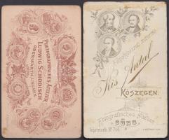 cca 1880-1900 Felsőőr és Kőszeg 2 db vizitkártya / 2 photos of photographers from Oberwart and Güns