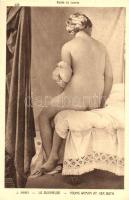 Young woman at her bath, erotic nude art postcard s: J. Ingres (EK)