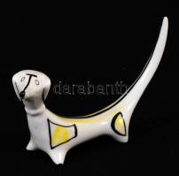 Hollóházi porcelán kutya, apró kopással, jelzett, 10,5×6,5 cm