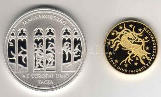 2004. 5000Ft Ag + 50000Ft Au 13,964g "Magyarország az EU tagja" pár T:PP Csak 7000db! Tanú...
