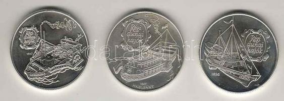 1993+1994+1995. 500Ft Ag (2 klf) + 1000Ft Ag "Régi dunai hajók" I+II+III T:BU