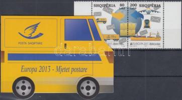 Europa CEPT Postal Vehicles pair + mini sheet + stamp-booklet, Europa CEPT Postai járművek pár + kisív + bélyegfüzet