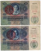 1914. 50K (2x) piros magyar körbélyegzővel T:III/IV+