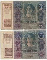1914. 50K (2x) piros magyar körbélyegzővel T:III/IV+