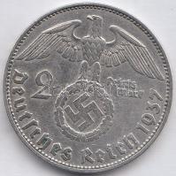 Német 3. Birodalom 1937D 2M Ag "Hindenburg" T:2,2- German Third Reich 1937D 2 Marks Ag "Hindenburg" C:XF,VF