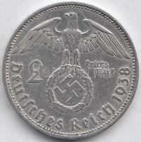 Német 3. Birodalom 1938A 2M Ag "Hindenburg" T:2 German Third Reich 1938A 2 Marks Ag "Hindenburg" C:XF