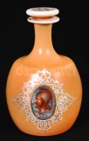 cca 1860-1870 Biedermeier tejüveg palack medalionnal, matricás görög fejes díszítéssel, hibátlan, m:...