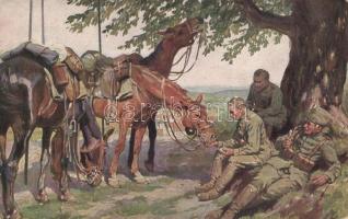 Treue Freunde / WWI German military card, horse s: A. Roloff (b)