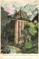 Trisanna Viaduct, Schloss Wiesberg bei Landeck, Tirol; Künstler-Heliocolorkarte No. 2996 von Ottmar Zieher s: M. Zeno Diemer