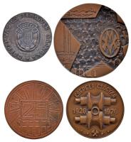 1970. "Csepeli Csőgyár 1920-1970 / Csepel Vas és Fémművek - 50 éves a magyarországi csőgyártás" Br emlékérem. Szign.: Kovács (70mm) + 1976. "Csepeli Vas és Fémművek Bajnoka - Csepel SC 1912. / Férfi Teke Bajnokság" ezüstözött Br díjérem (59mm) + 1977. "Csepel Vas- és Fémművek 1892-1977" Br emlékplakett (90mm) + 1980. "Budapest Műszaki Egyetem csepeli tagozat 1955-1980 / 25 év" Br emlékérem (70mm) T:2,2-