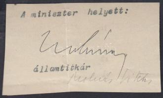 Aláírás; Molnár Viktor (1859&#8211;1918) művelődéspolitikus, államtitkár, aláírás kivágáson