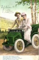 Couple in an automobile, woman driver, B.K.W.I. 662-1. litho (fl)