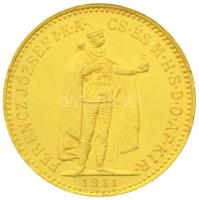 1911KB 10K Au "Ferenc József" (3.39g/0.900) T:2,2- Hungary 1911. 10 Korona Au "Franz Joseph I" (3.39g/0.900) Kremnitz C:XF,VF Adamo K8