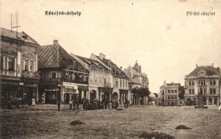 Kézdivásárhely, Fő tér, Szőcs Lajos M. és Kovács Kelemen üzlete / main square, shops (EK)