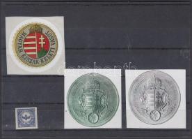 Magyar vasutas előfizetési nyugta + 3 db pecsétbélyeg levélzárók