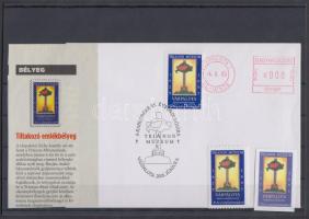 2005 Trianon Múzeum levélzáró pár + alkalmi bélyegzett borítékon + újságkivágás
