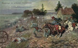 Niederlage der serbischen Timokdivision / WWI K.u.K. hussars attacking Serbians, Rotes Kreuz, Kriegsfürsorgeamt Kriegshilfsbüro Nr. 82. s: F. Höllerer (EK)