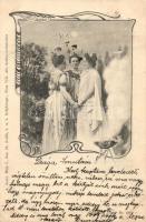 Esküvői pár, Art Nouveau, A. Sockl's Vlan Nr. 638. s: Charles Scolik, Wedding couple, Art Nouveau, A. Sockl's Vlan Nr. 638. s: Charles Scolik