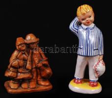 2 db kerámia figura, apró lepattanásokkal, m: 10 és 15 cm