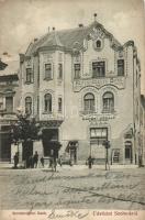 Szolnok, Kereskedelmi Bank, Gömöri József bútor raktára, Urban M. férfi szabó, Szigeti fényképész (kis szakadás / small tear)