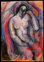 Olvashatatlan jelzéssel: Női akt. Vegyes technika, papír, 33,5×24 cm