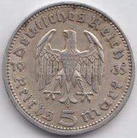 Német 3. Birodalom 1935A 5M Ag "Hindenburg" T:2 German Third Reich 1935A 5 Mark Ag "Hindenburg" C:XF