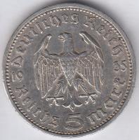 Német 3. Birodalom 1935A 5M Ag "Hindenburg" T:2 German Third Reich 1935A 5 Mark Ag "Hindenburg" C:XF