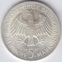 NSZK 1967F 5M Ag "Wilhelm és Alexander von Humboldt" T:1-,2 GFR 1967F 5 Mark Ag "Wilhelm and Alexander von Humboldt" C:AU,XF