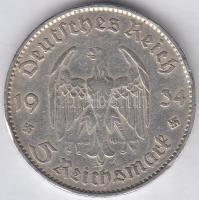 Német 3. Birodalom 1934F 5M Ag "Garnisonkirche" T:2-  German Third Reich 1934F 5 Marks Ag "Garnisonkirche" C:VF  Krause KM#82