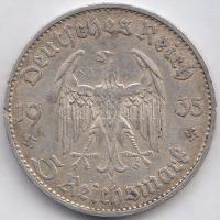 Német 3. Birodalom 1935D 5M Ag "Garnisonkirche" T:2-  German Third Reich 1935D 5 Marks Ag "Garnisonkirche" C:VF  Krause KM#82