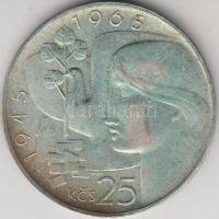 Csehszlovákia 1965. 25K Ag "Felszabadulás 20. évfordulója" T:2 patina Czechoslovakia 1965. 25 Korun Ag "20th Anniversary-Czechoslovakian Liberation" C:XF patina