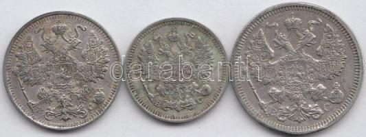 Oroszország 1914. 10k Ag + 1915. 15k Ag + 20k Ag T:2,2-
Russia 1914. 10 Kopeks Ag + 1915. 15 Kopeks ...